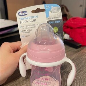 Chic Pink and White Transition Sippy Cup